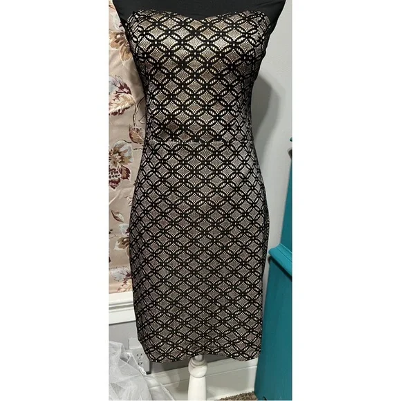 Maurices Black and Gold Lace Brocade Party Dress